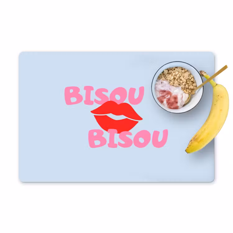 Lippen - Bisou - Blauw Placemat vinyl groot -zzzproduct_Kitchenyeah-website