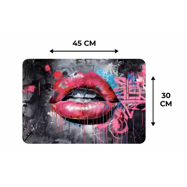 Lippen - Felroze - Graffiti - Verfstrepen Placemat vinyl groot -specs