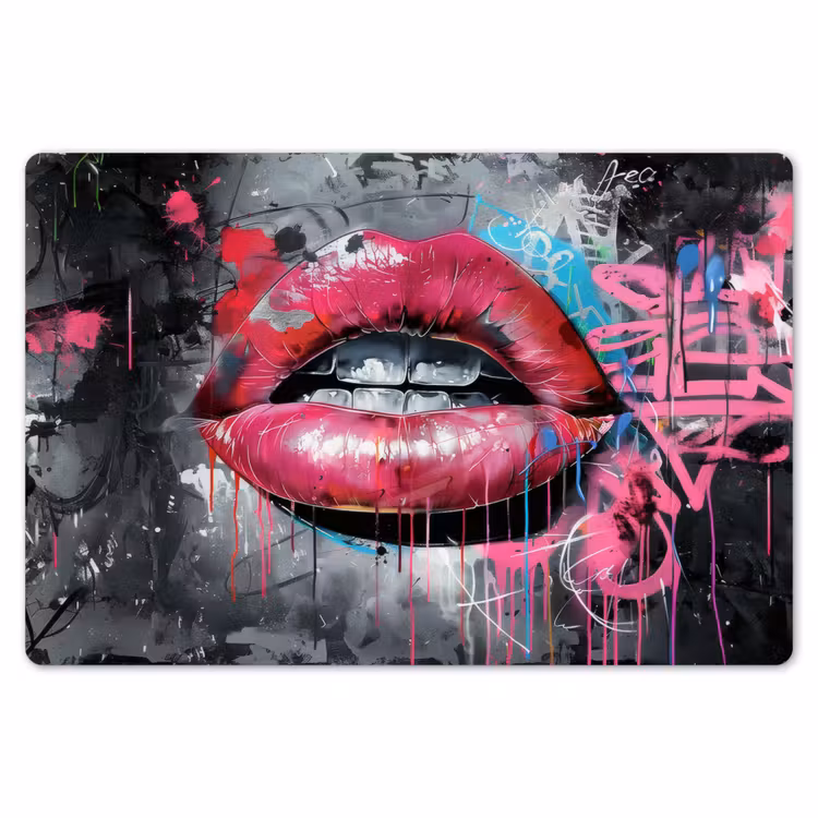 Lippen - Felroze - Graffiti - Verfstrepen Placemat vinyl groot -zzsfeer1_Kitchenyeah-website