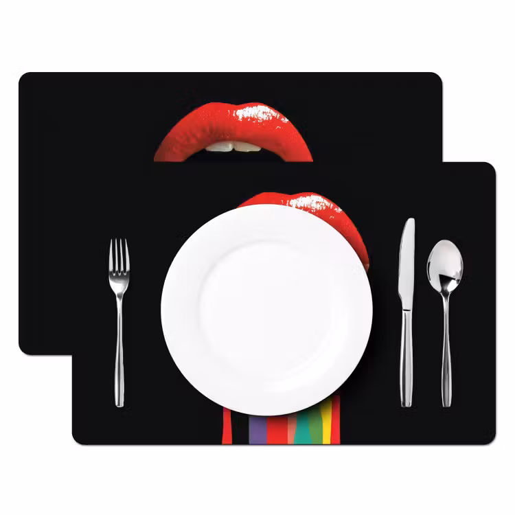 Lippen - Kleuren - Zwart Placemat vinyl groot -zzsfeer2_Kitchenyeah-website