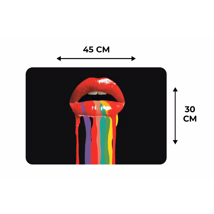 Lippen - Kleuren - Zwart Placemat vinyl groot -specs