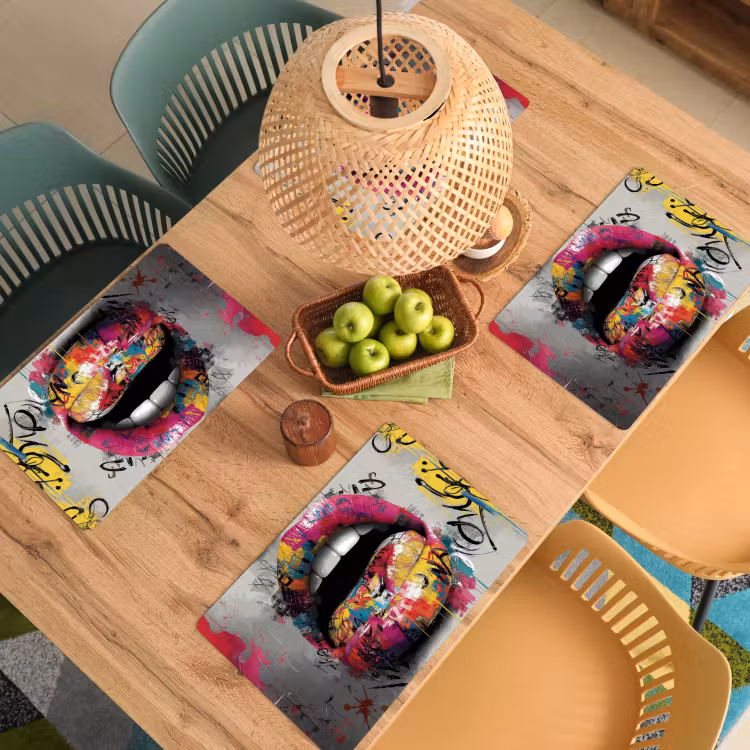 Lippen - Graffiti - Expressief Placemat vinyl groot -zzsfeer5_Kitchenyeah-website