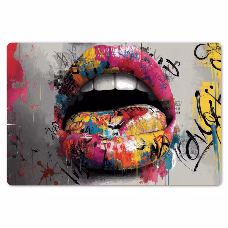 Lippen - Graffiti - Expressief Placemat vinyl groot -zzsfeer1_Kitchenyeah-website