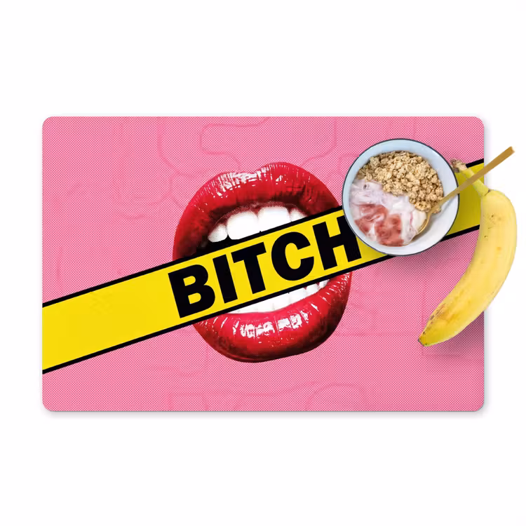 Lippen - Tekst - Kleurrijk Placemat vinyl groot -zzzproduct_Kitchenyeah-website