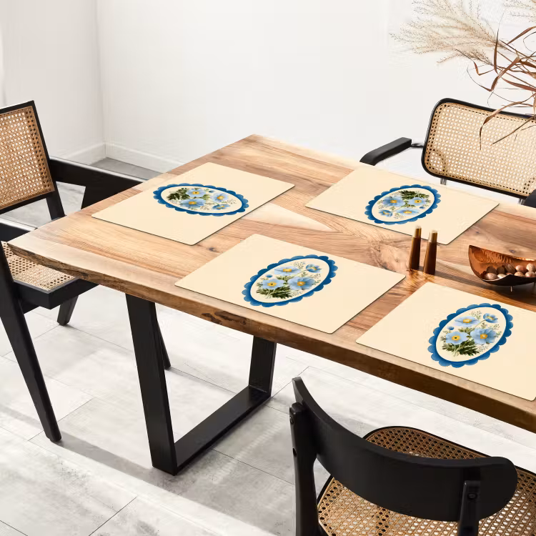 Lijst - Bloemen - Lichtblauw - Illustratie Placemat vinyl groot -zzsfeer4_Kitchenyeah-website
