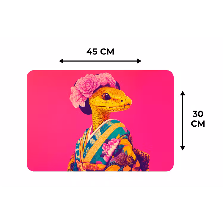 Hagedis - Bloemen - Roze - Kimono Placemat vinyl groot -specs