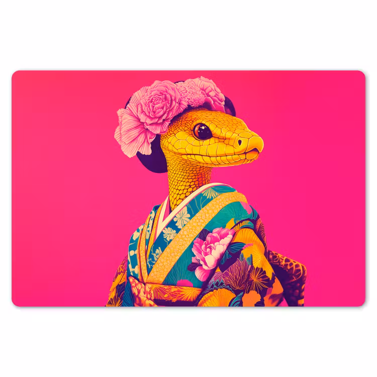 Hagedis - Bloemen - Roze - Kimono Placemat vinyl groot -zzsfeer1_Kitchenyeah-website