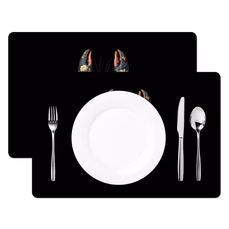 Kreeft - Zwart - Bloemenpatroon - Artistiek Placemat vinyl groot -zzsfeer2_Kitchenyeah-website