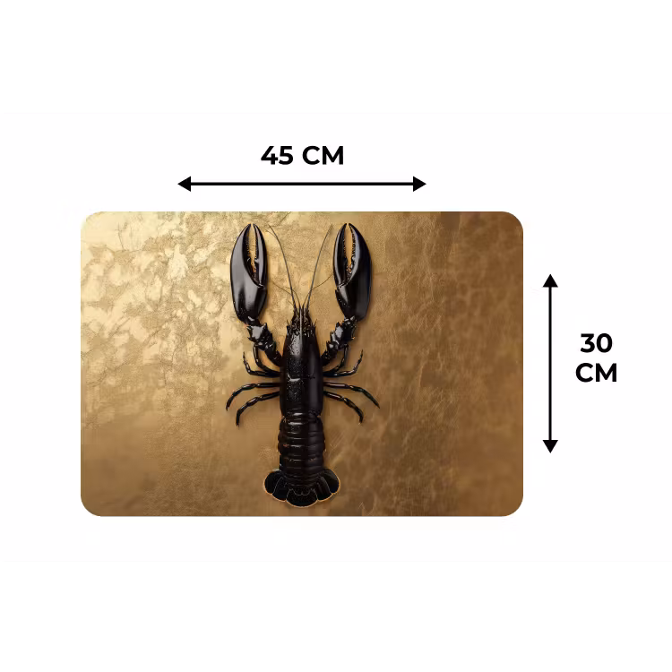 Kreeft - Zwart - Goud - Luxe Placemat vinyl groot -specs