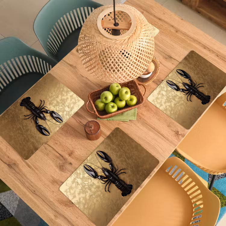 Kreeft - Zwart - Goud - Luxe Placemat vinyl groot -zzsfeer5_Kitchenyeah-website