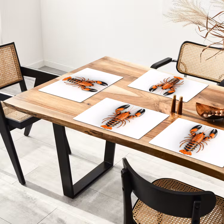Kreeft - Zwart - Oranje - Wit - Uniek Placemat vinyl groot -zzsfeer4_Kitchenyeah-website
