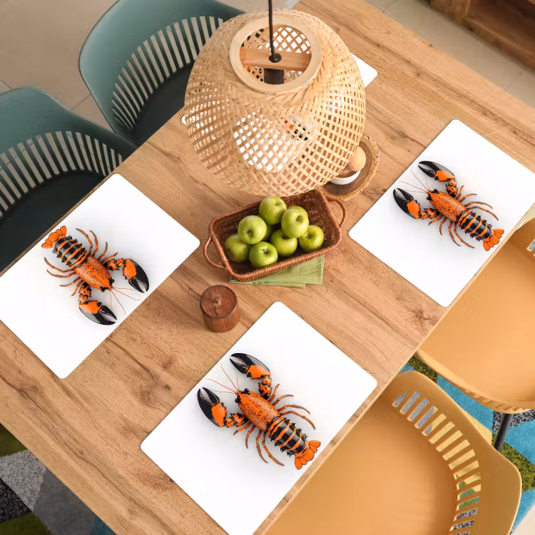 Kreeft - Zwart - Oranje - Wit - Uniek Placemat vinyl groot -zzsfeer5_Kitchenyeah-website