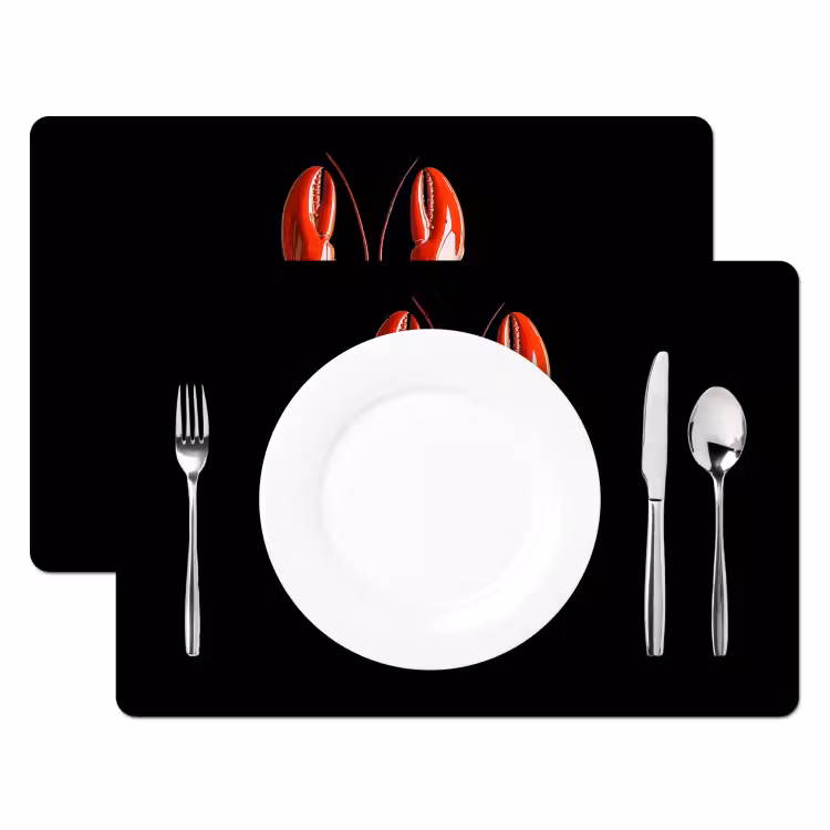 Kreeft - Glossier Rood - Zwart Placemat vinyl groot -zzsfeer2_Kitchenyeah-website