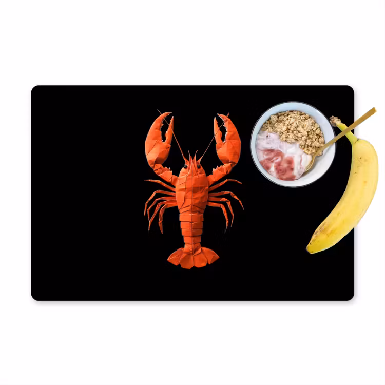 Kreeft - Papier - Origami papier - Rood Placemat vinyl groot -zzzproduct_Kitchenyeah-website