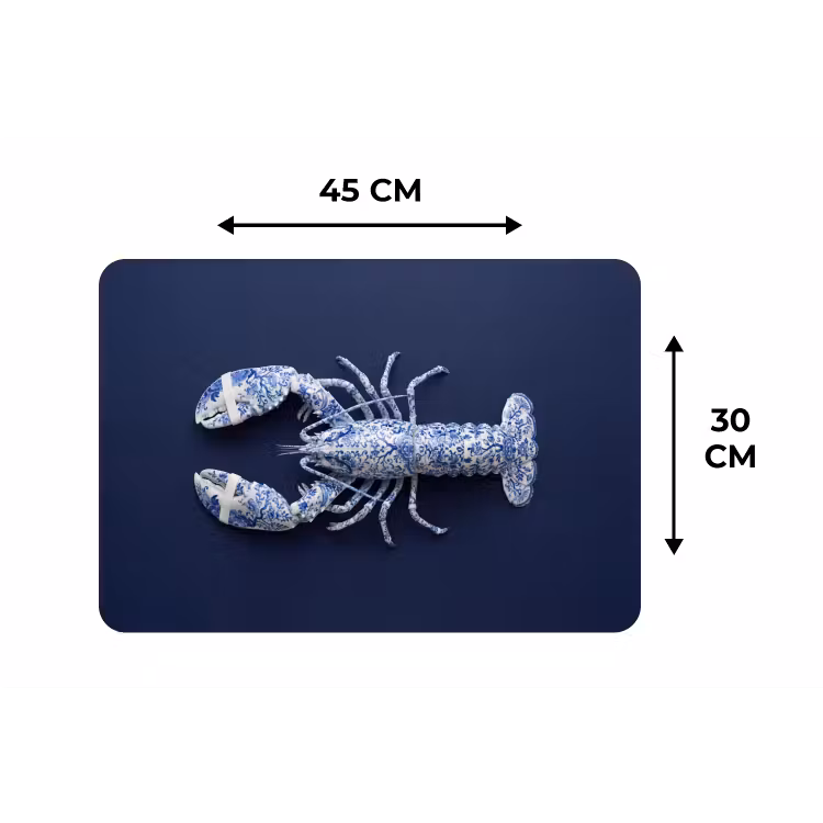 Kreeft - Porselein - Delfts - Blauw Placemat vinyl groot -specs