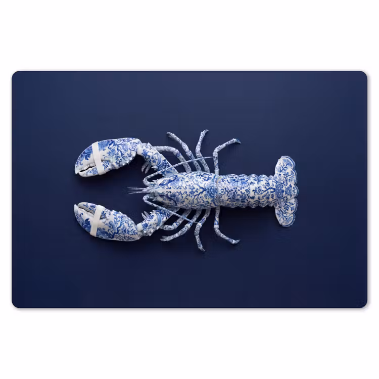 Kreeft - Porselein - Delfts - Blauw Placemat vinyl groot -zzsfeer1_Kitchenyeah-website