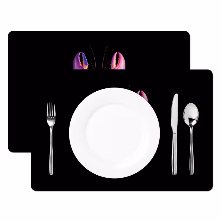 Kreeft - Paars - Roze - Zwart - Stippen - Lila Placemat vinyl groot -zzsfeer2_Kitchenyeah-website
