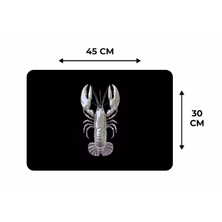 Kreeft - Zilver - Metallic - Luxe Placemat vinyl groot -specs
