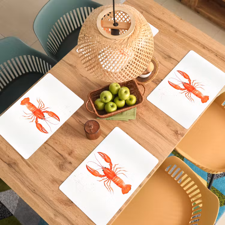 Kreeft - Waterverf - Aquarel - Oranje Placemat vinyl groot -zzsfeer5_Kitchenyeah-website