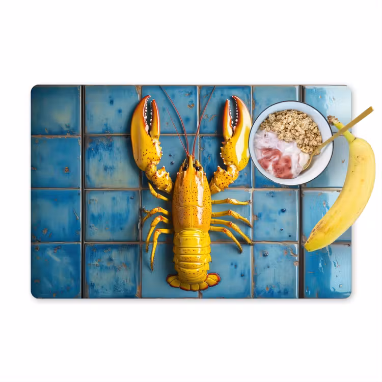 Kreeft - Geel - Blauw - Tegels Placemat vinyl groot -zzzproduct_Kitchenyeah-website