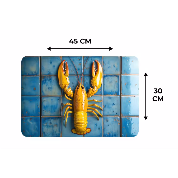Kreeft - Geel - Blauw - Tegels Placemat vinyl groot -specs