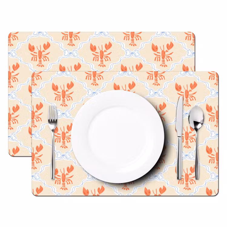 Zee - Kreeft - Blauw - Geel - Oranje Placemat vinyl groot 368 -zzsfeer2_Kitchenyeah-website