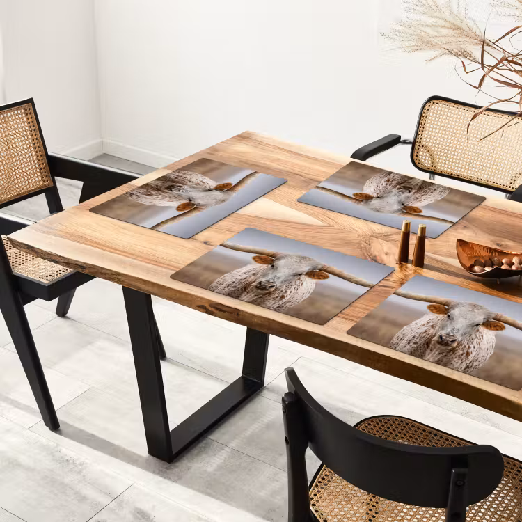 Longhorn - Grasveld - Dier Placemat vinyl groot -zzsfeer4_Kitchenyeah-website