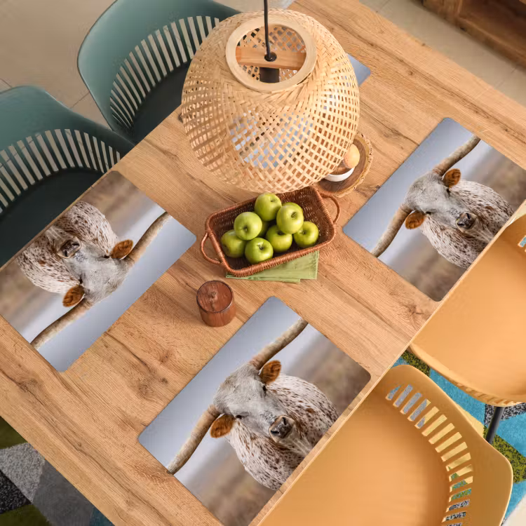 Longhorn - Grasveld - Dier Placemat vinyl groot -zzsfeer5_Kitchenyeah-website