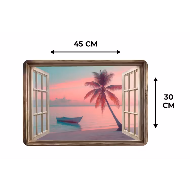 Doorkijk - Strand - Palmboom - Tropisch Placemat vinyl groot -specs
