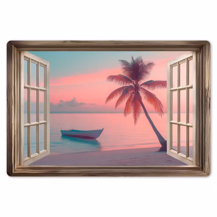 Doorkijk - Strand - Palmboom - Tropisch Placemat vinyl groot -zzsfeer1_Kitchenyeah-website