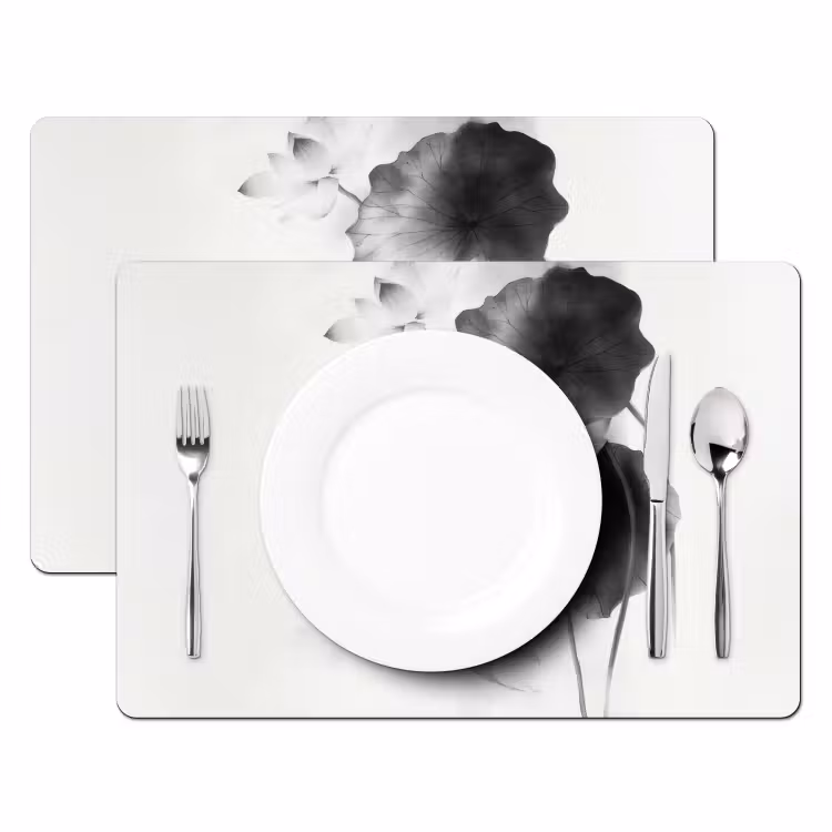 Lotusbloemen - Vissen - Bladeren - Zwart Placemat vinyl groot -zzsfeer2_Kitchenyeah-website