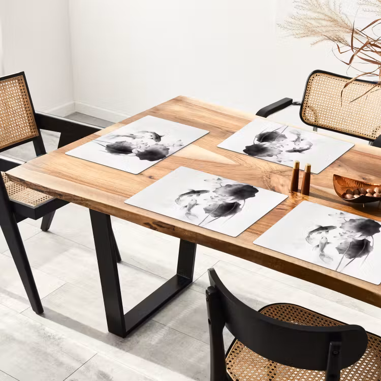 Lotusbloemen - Vissen - Bladeren - Zwart Placemat vinyl groot -zzsfeer4_Kitchenyeah-website