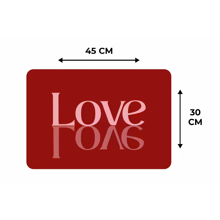 Love - Spiegeling - Rood Placemat vinyl groot -specs