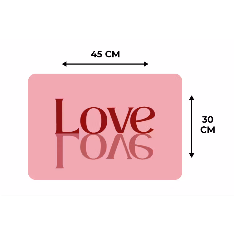 Love - Roze - Spiegeling Placemat vinyl groot -specs