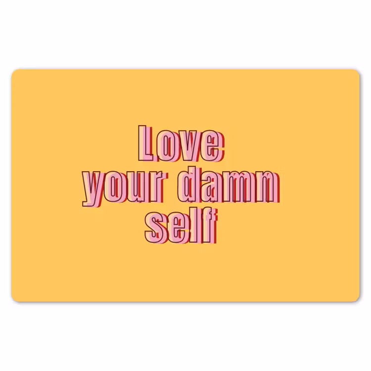 Love yourself - Roze - Geel Placemat vinyl groot -zzsfeer1_Kitchenyeah-website