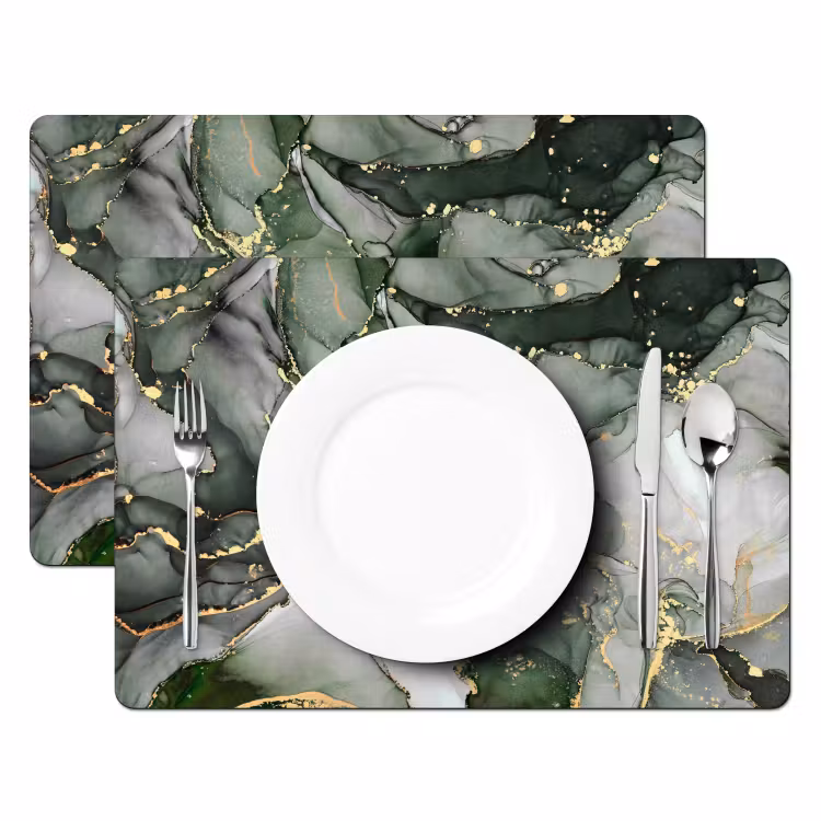Luxe - Marmer - Groen Placemat vinyl groot -zzsfeer2_Kitchenyeah-website