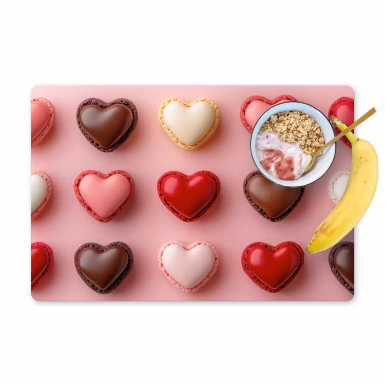 Macarons - Hartjes - Kleurrijk - Roze Placemat vinyl groot -zzzproduct_Kitchenyeah-website