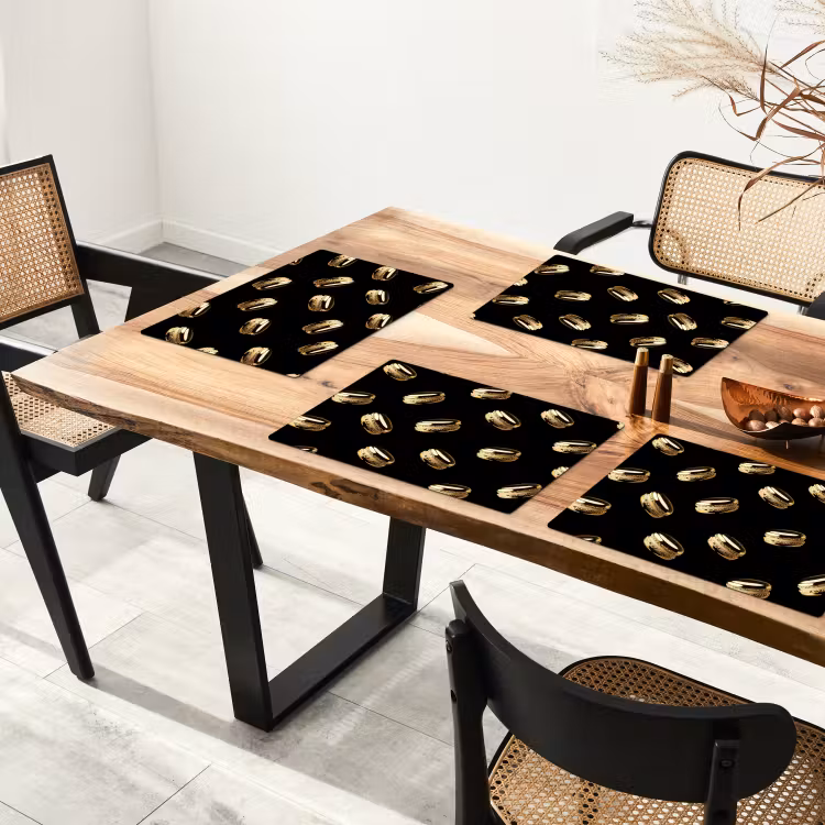 Macarons - Patroon - Goud - Zwart Placemat vinyl groot -zzsfeer4_Kitchenyeah-website