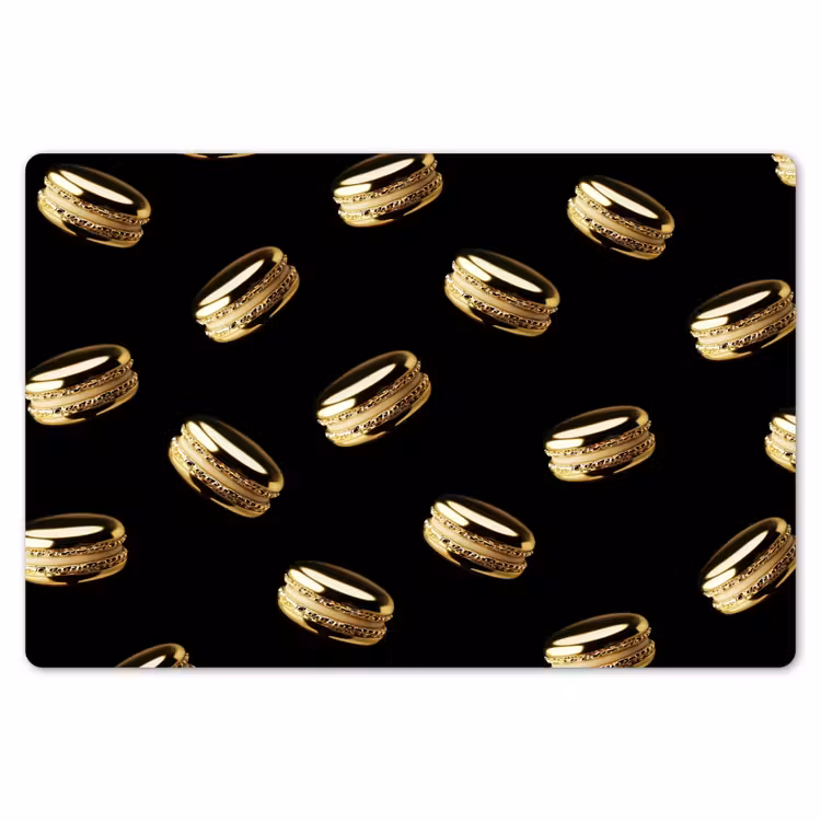 Macarons - Patroon - Goud - Zwart Placemat vinyl groot -zzsfeer1_Kitchenyeah-website