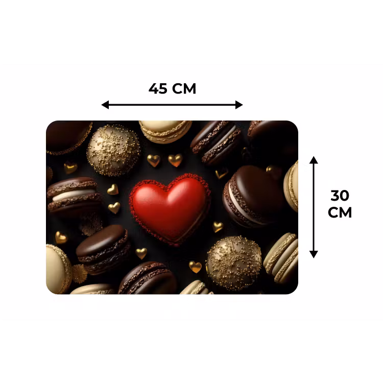 Macarons - Rood - Hart Placemat vinyl groot -specs