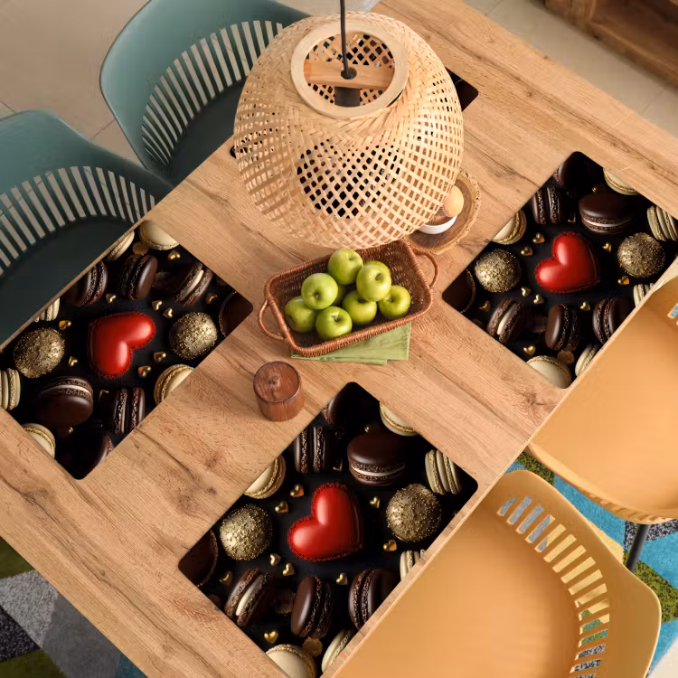 Macarons - Rood - Hart Placemat vinyl groot -zzsfeer5_Kitchenyeah-website