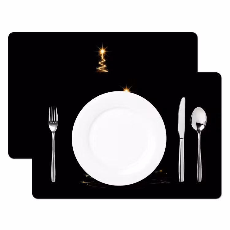 Magisch - Kerstboom - Lichtspiralen - Zwart Placemat vinyl groot -zzsfeer2_Kitchenyeah-website