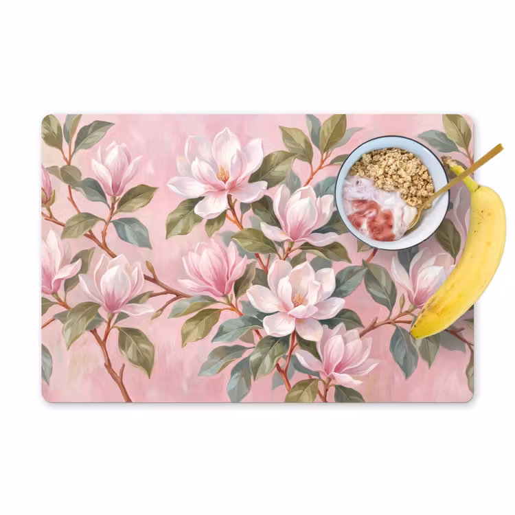 Magnolia's - Patroon - Roze Placemat vinyl groot -zzzproduct_Kitchenyeah-website
