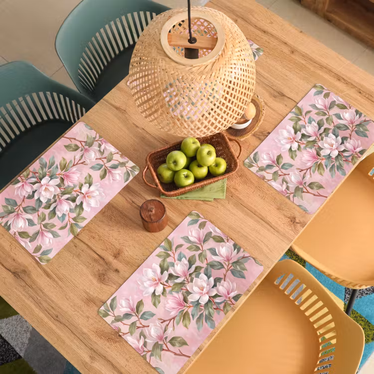 Magnolia's - Patroon - Roze Placemat vinyl groot -zzsfeer5_Kitchenyeah-website