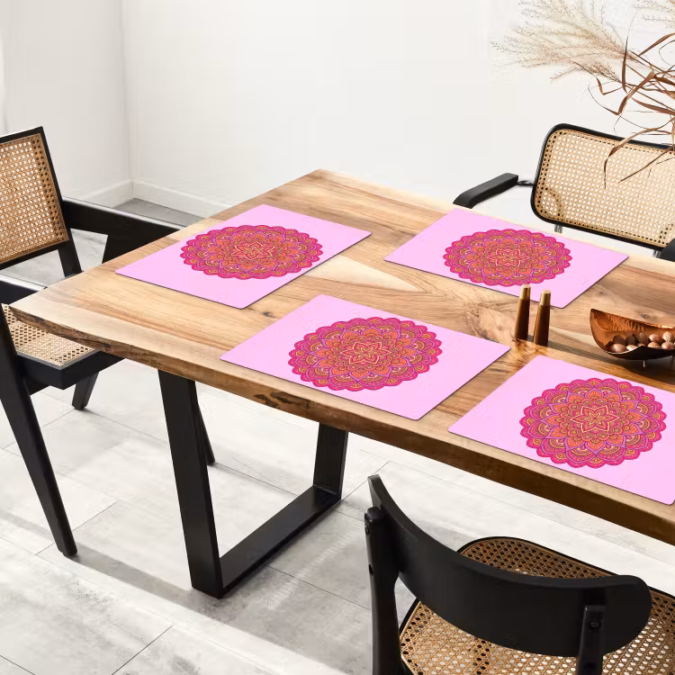 Mandala - Cirkel - Spiritueel - Oosters - Roze Placemat vinyl groot -zzsfeer4_Kitchenyeah-website