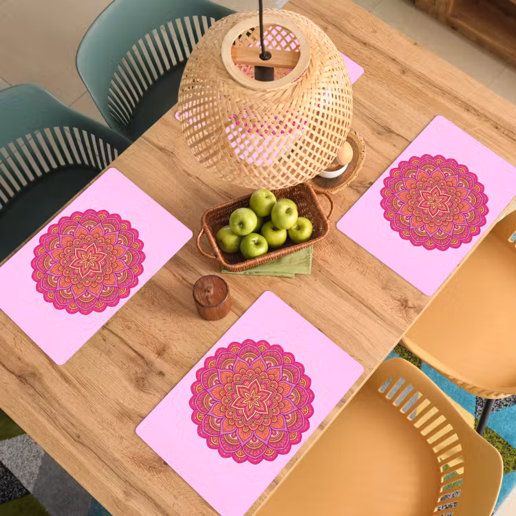 Mandala - Cirkel - Spiritueel - Oosters - Roze Placemat vinyl groot -zzsfeer5_Kitchenyeah-website