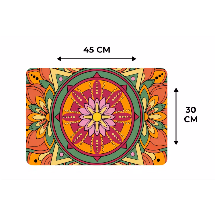 Mandala - Bloemen - Abstract - Kleurrijk Placemat vinyl groot -specs