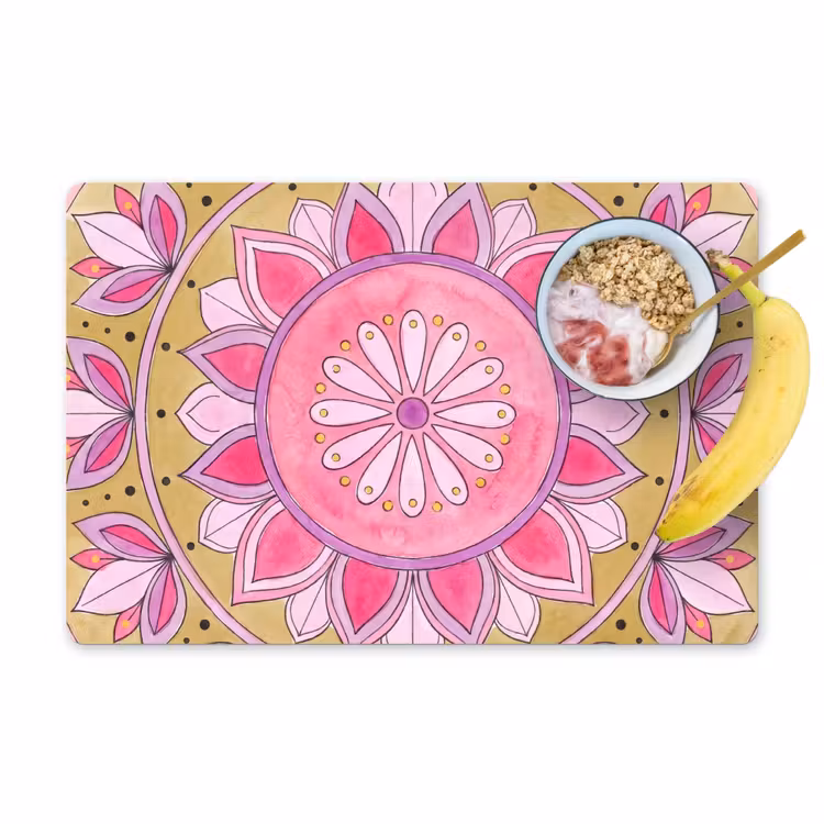 Mandala - Patroon - Kunst - Aquarel - Roze Placemat vinyl groot -zzzproduct_Kitchenyeah-website