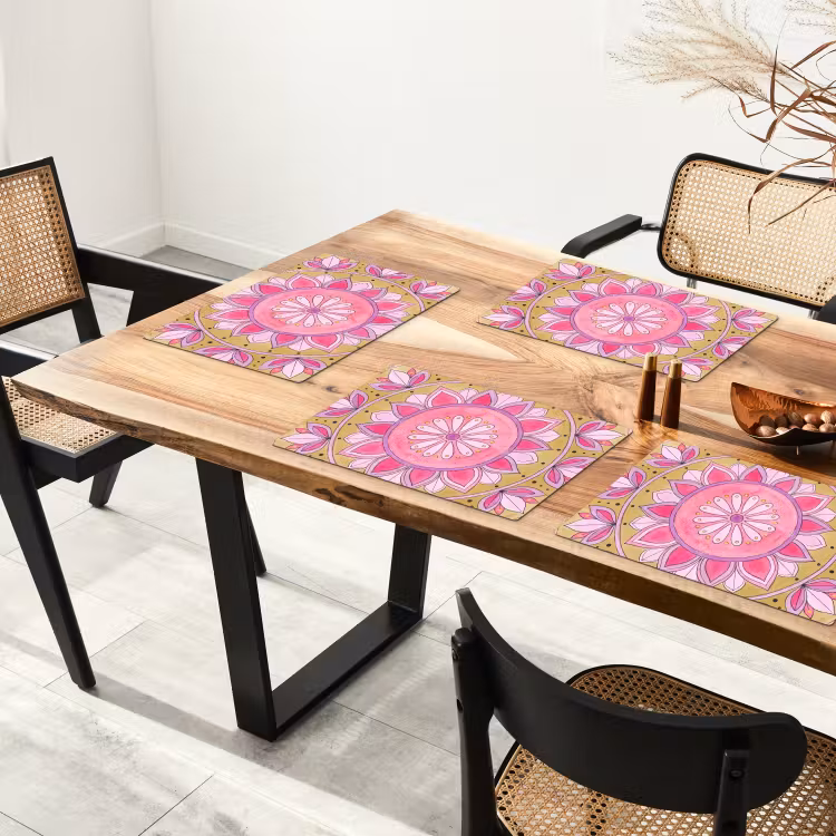 Mandala - Patroon - Kunst - Aquarel - Roze Placemat vinyl groot -zzsfeer4_Kitchenyeah-website