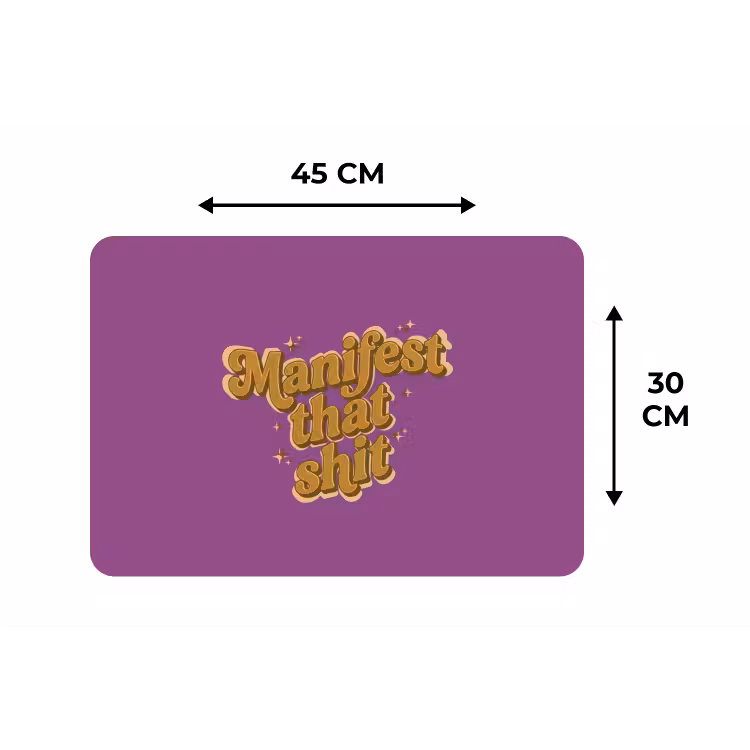Manifest that shit - Paars - Glitter Placemat vinyl groot -specs